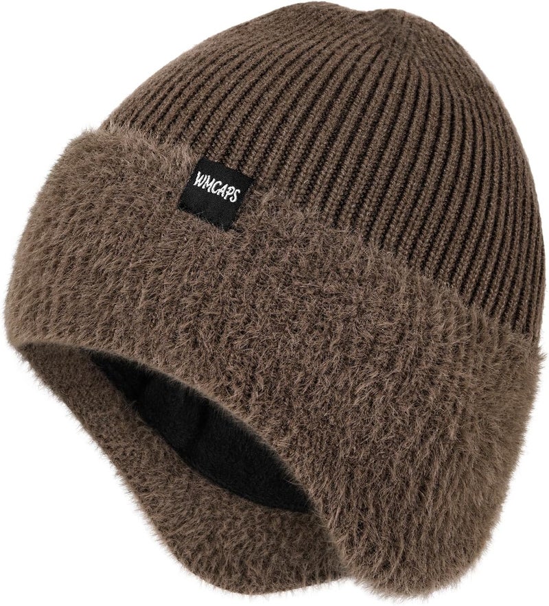 Wmcaps Winter Fleece Line Beanie with Earflap for Men Women, Outdoor Warm Thermal Knitted Hat Stocking Caps - Image 1